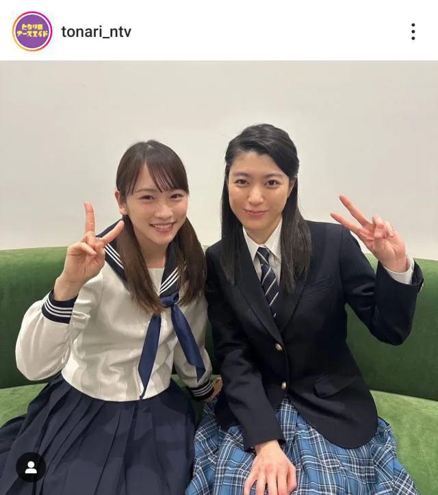 川栄李奈＆成海璃子、二人そろっての制服ショット