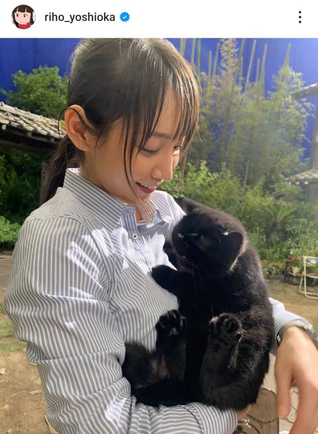 【写真】黒猫ちゃんを優しく抱き上げる吉岡里帆