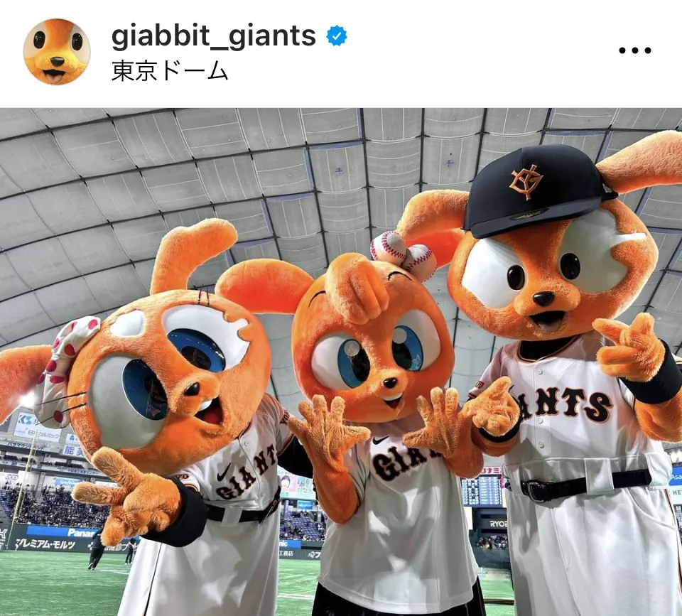 読売ジャイアンツ・マスコットキャラクター“ジャビット”公式Instagram(giabbit_giants)より