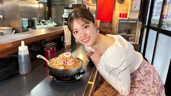 松村沙友理が二郎インスパイア系ラーメンに初挑戦、山崎紘菜&森愁斗&志田音々も珠玉の一杯を味わい尽くす<ラーメンを食べる。>