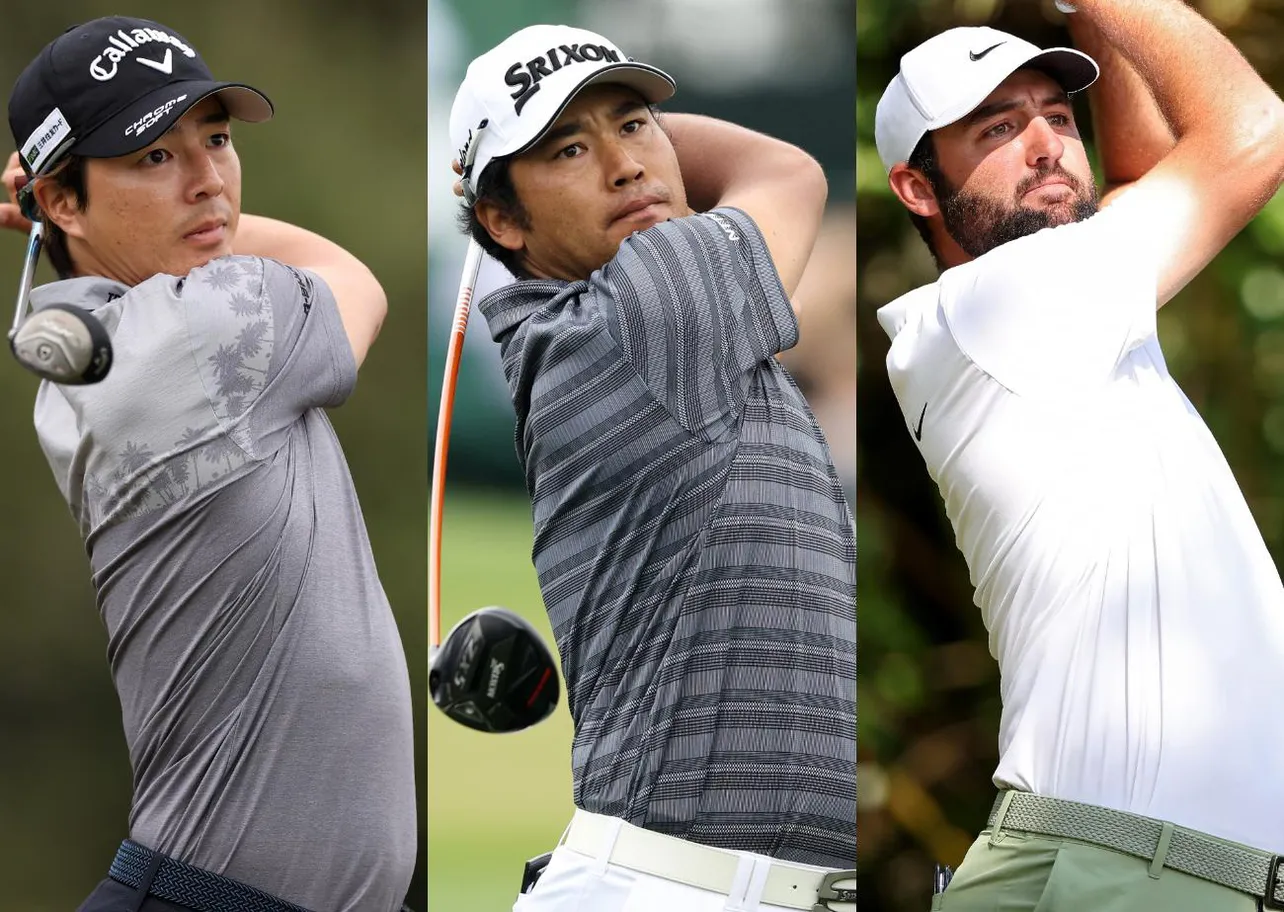 「全米オープンゴルフ選手権 2024」に出場する石川遼選手、松山英樹選手、スコッティ・シェフラー選手(左より)