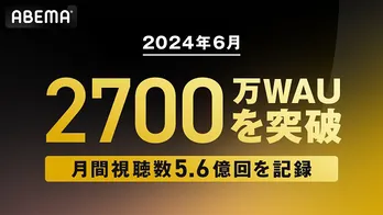 ABEMA、1週間の視聴者数が2,746万を記録、6月の月間視聴数も5.6億回突破を発表