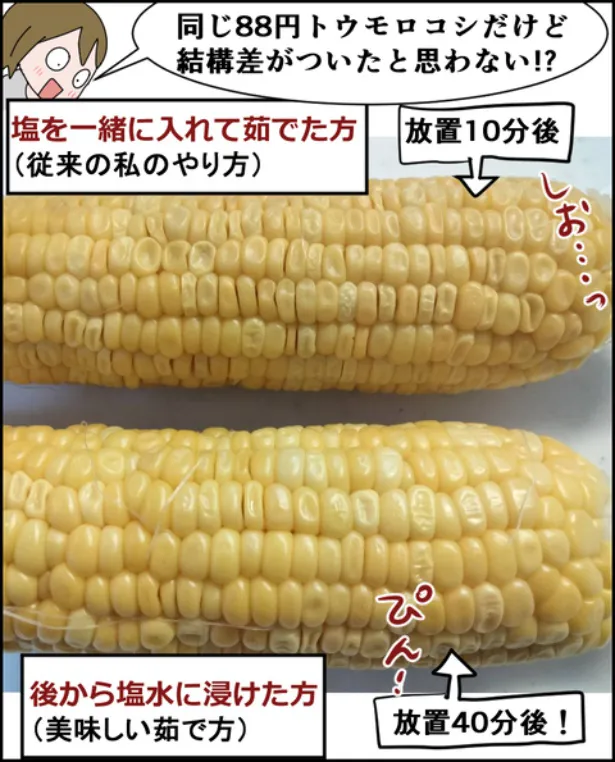 トウモロコシの美味しい茹で方レシピ が本当に美味しくなるのか検証した(11／13)