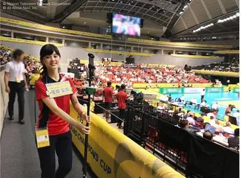 佐藤梨那アナが「グラチャンバレー」日本代表を360度カメラで応援