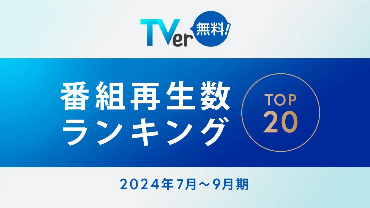 TVerの7～9月期｢番組再生数ランキング｣が発表