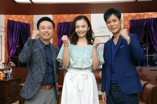 番組のMCを務める河本準一、華原朋美、名倉潤(左から)