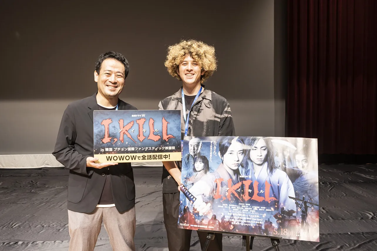 7月9日上映会に登場した山田雅樹チーフプロデューサーとヤングポール監督