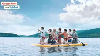 なにわ男子、夏の湖で7人乗りサップに初挑戦　西畑大吾は“推しメン”大西流星を激写　ソフトバンク新CM公開