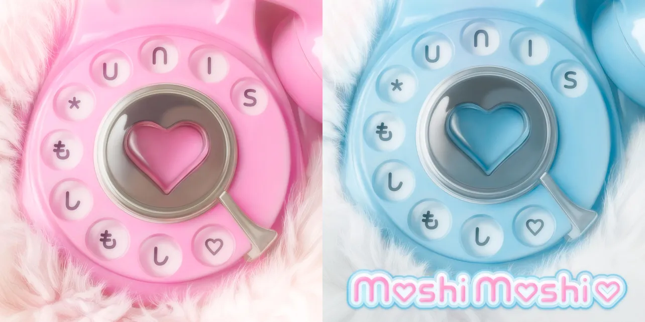 (左)「もしもし(ハート)」日本版と(右)English ver.「MoshiMoshi(ハート)」