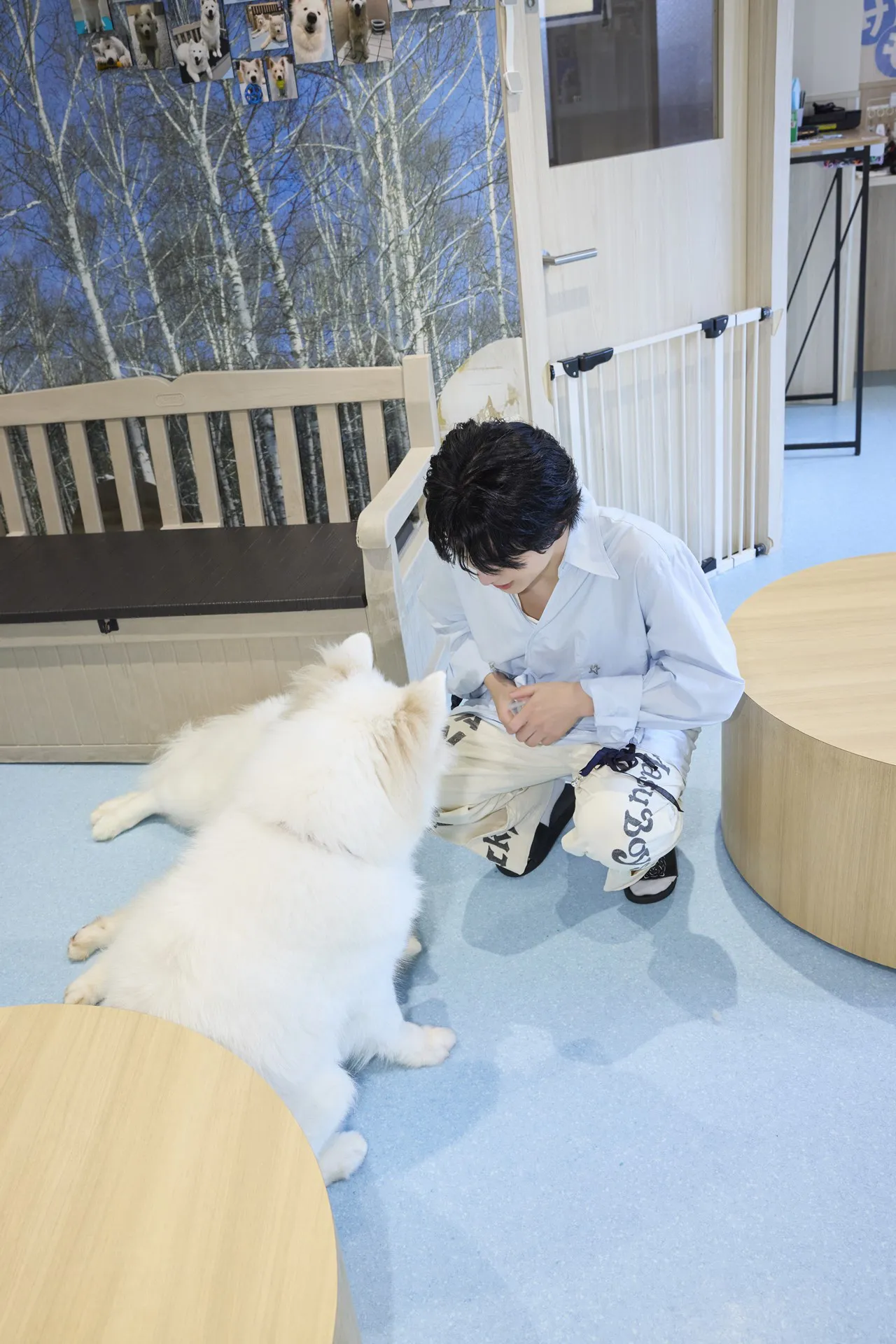 「かわいいねぇ(高音)」など言いながらおやつをあげる