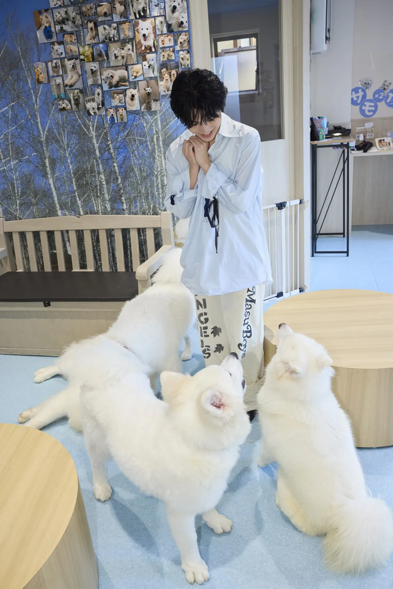 みんなにおやつをねだられています