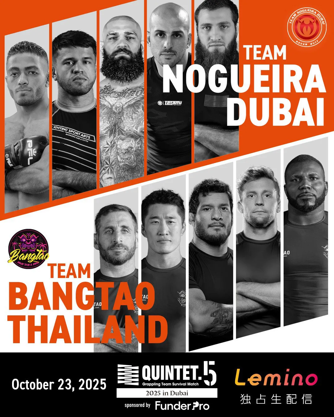 「TEAM NOGUEIRA DUBAI」と「TEAM BANGTAO THAILAND」のメンバー