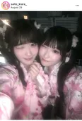 齋藤樹愛羅＆櫻井もも、ピンクのドレス浴衣姿
