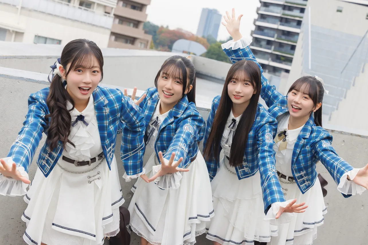 「コラントッテ presents MARCH対抗戦2025」の応援スペシャルサポーターに就任した僕が見たかった青空の須永心海、岩本理瑚、早崎すずき、塩釜菜那(写真左から)