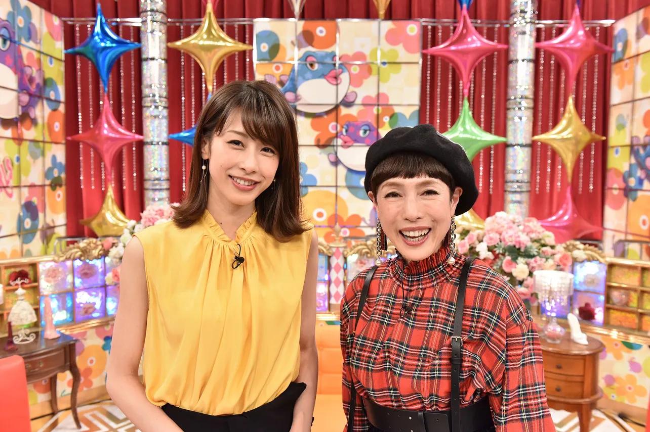 12月14日(木)放送の「妄想ふくらむフグ女たち」でMCを務める(左から)加藤綾子、久本雅美