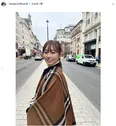 福原遥、ニットワンピに革のジャケットを羽織ったモコモコのかわいらしい姿に「オシャレ〜」の声