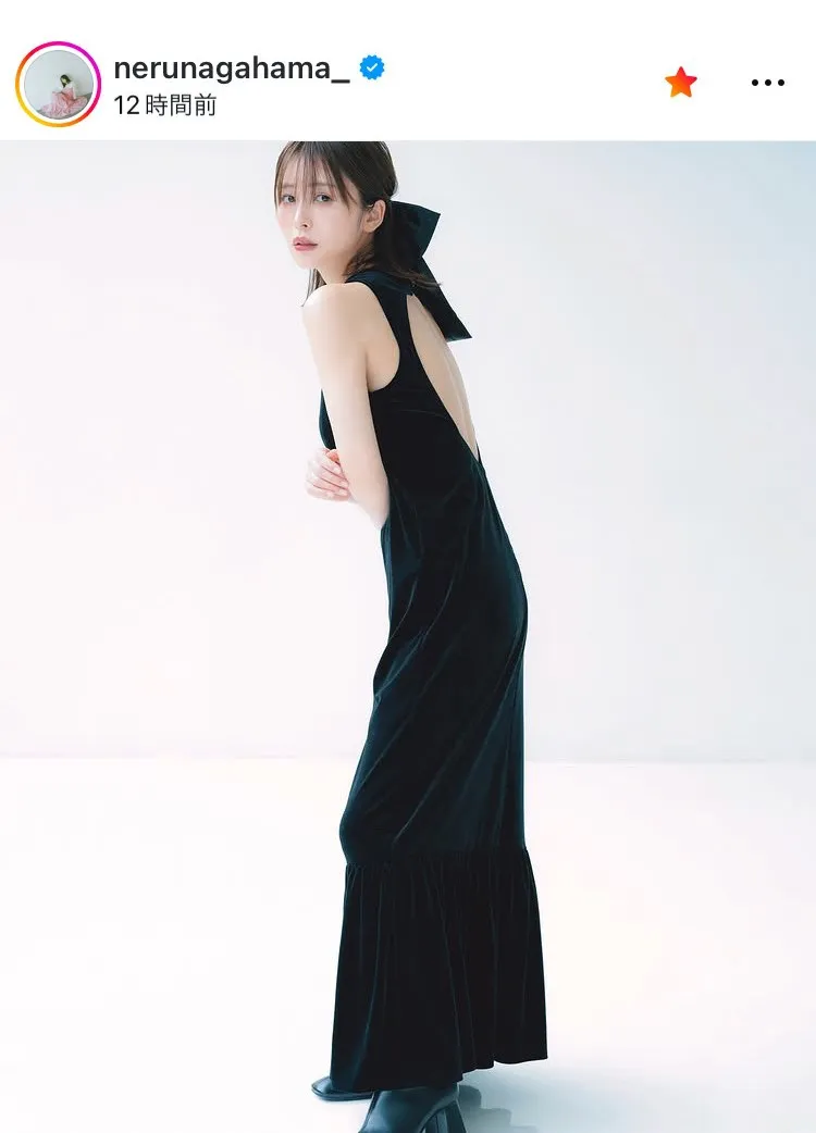 【写真】ノースリーブ＆美背中が“抜けている”…長濱ねる、ブラックのバックレスドレス姿