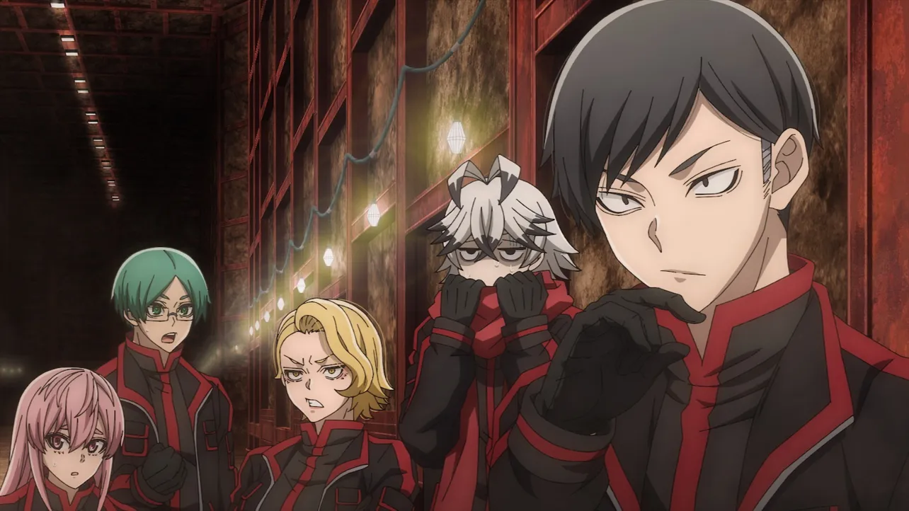 【写真】桃太郎を前に、表情さまざまな羅刹学園一行