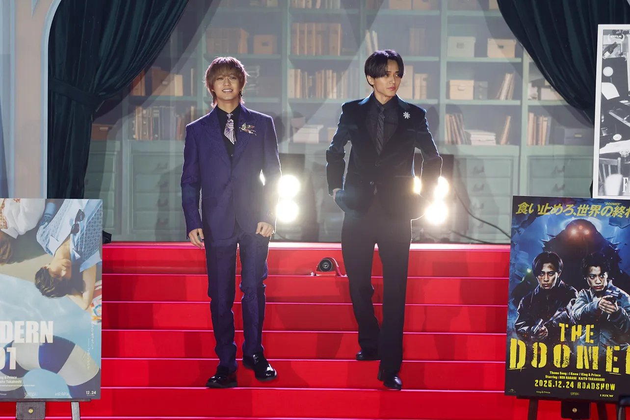 プレミアイベントのレッドカーペットに登場した永瀬廉、高橋海人