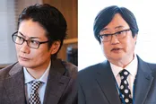 7人目の能力者・ミズノを演じる戸次重幸(左)と防衛省職員・マドズミを演じる六角精児