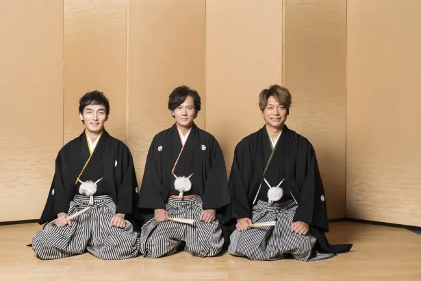 【写真】稲垣、草なぎ、香取は2018年に向けて袴姿も披露（ザテレビジョン撮影）