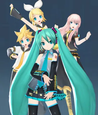 VOCALOIDの初音ミク、鏡音リン・レン、巡音ルカ