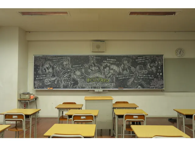 僕のヒーローアカデミア 黒板チョークアート で 高校3年生にサプライズメッセージ Webザテレビジョン