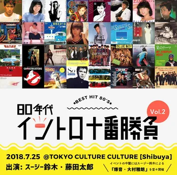80年代音楽イントロクイズイベント開催! スージー鈴木presents「爆音・大村雅朗」も
