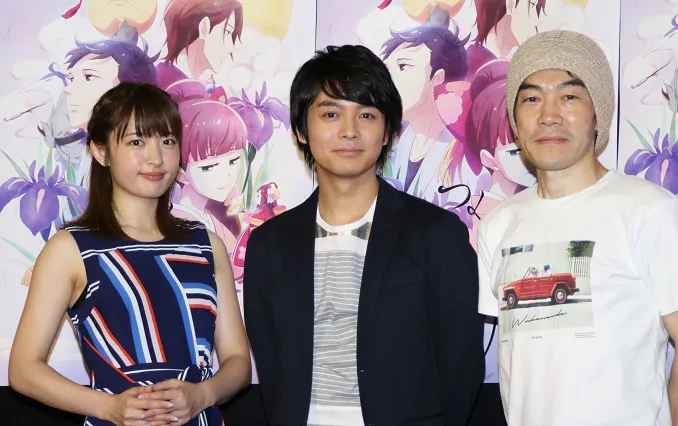 第1話試写会に登場した小松未可子、榎木淳弥、むらた雅彦監督(左から)