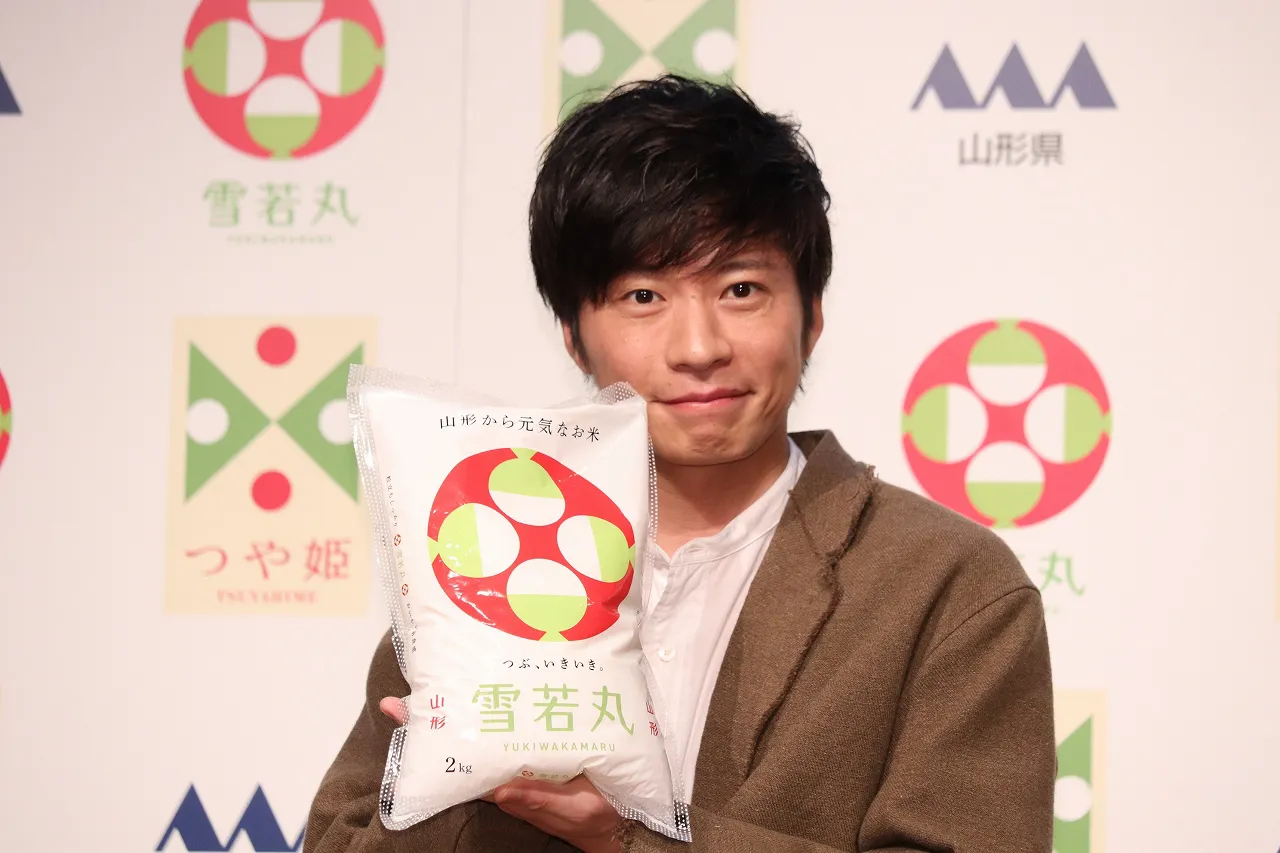 田中圭が山形県産米「雪若丸(ゆきわかまる)」 のデビューCM発表会に登壇した