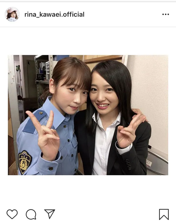【写真を見る】川栄李奈がInstagramにアップしたAKB48・向井地美音とのツーショット写真