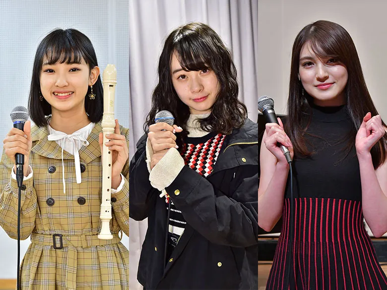 写真左から 歌田初夏(AKB48)、横山結衣(AKB48)、神志那結衣(HKT48)