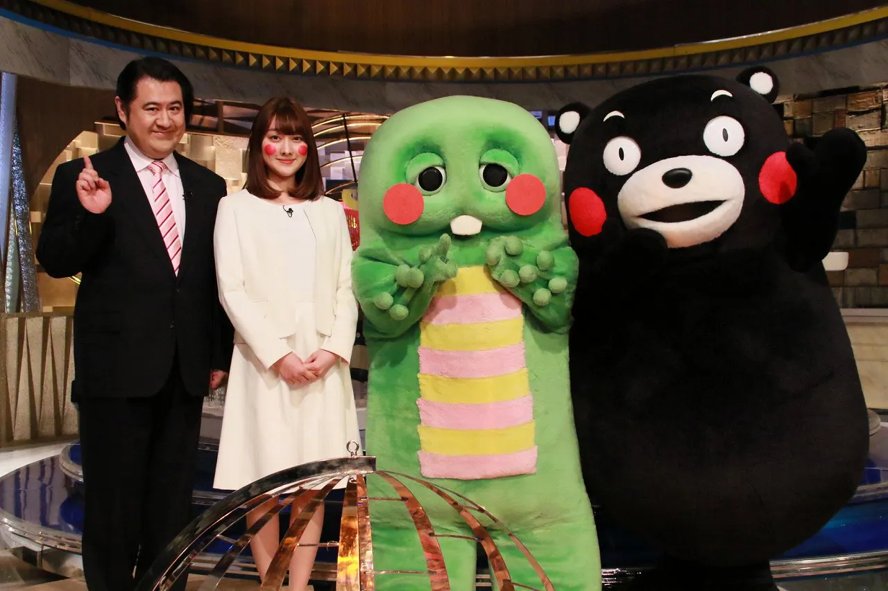 ガチャピン改め“くまチャピン”、くまモンとキャスターに挑戦！ | WEBザ