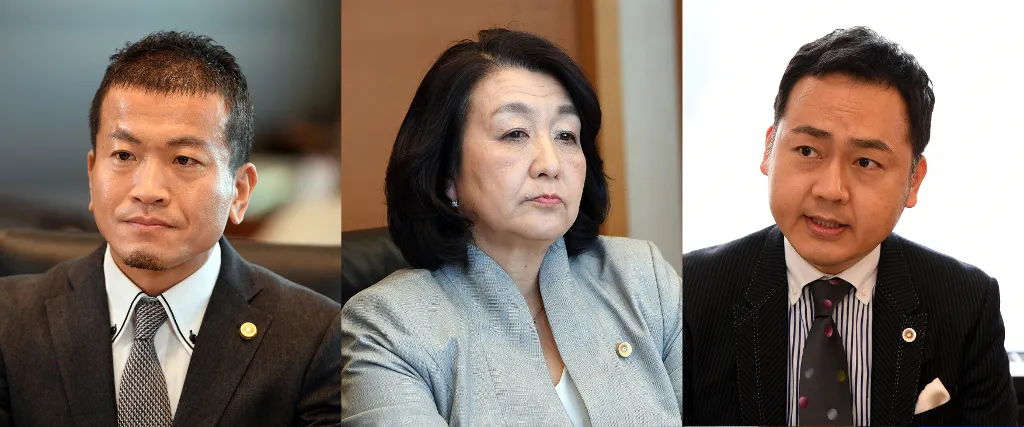 弁護士役として住田裕子弁護士(中央)、清原博弁護士(左)、角田龍平弁護士(右)が出演