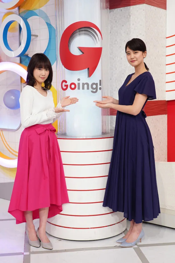 「Going!―」のお天気キャスターに就任した永島聖羅(写真左)、山崎紘菜(右)