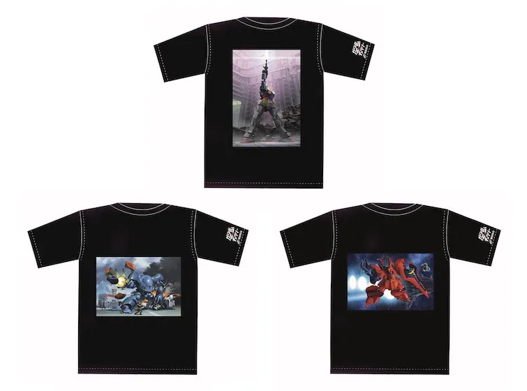 「開田裕治の機動戦士ガンダムギャラリー」会場で販売される、開田氏自らのセレクションによるイラストTシャツ・全10種(各種限定30枚販売、各4200円＋税)　※画像はイメージです