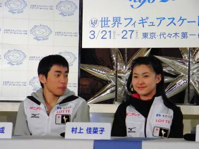 【写真】織田選手は「全日本選手権では絶対にいい演技をしたい」、村上選手は「次こそはショート、フリー両方ノーミスで」と意気込みを