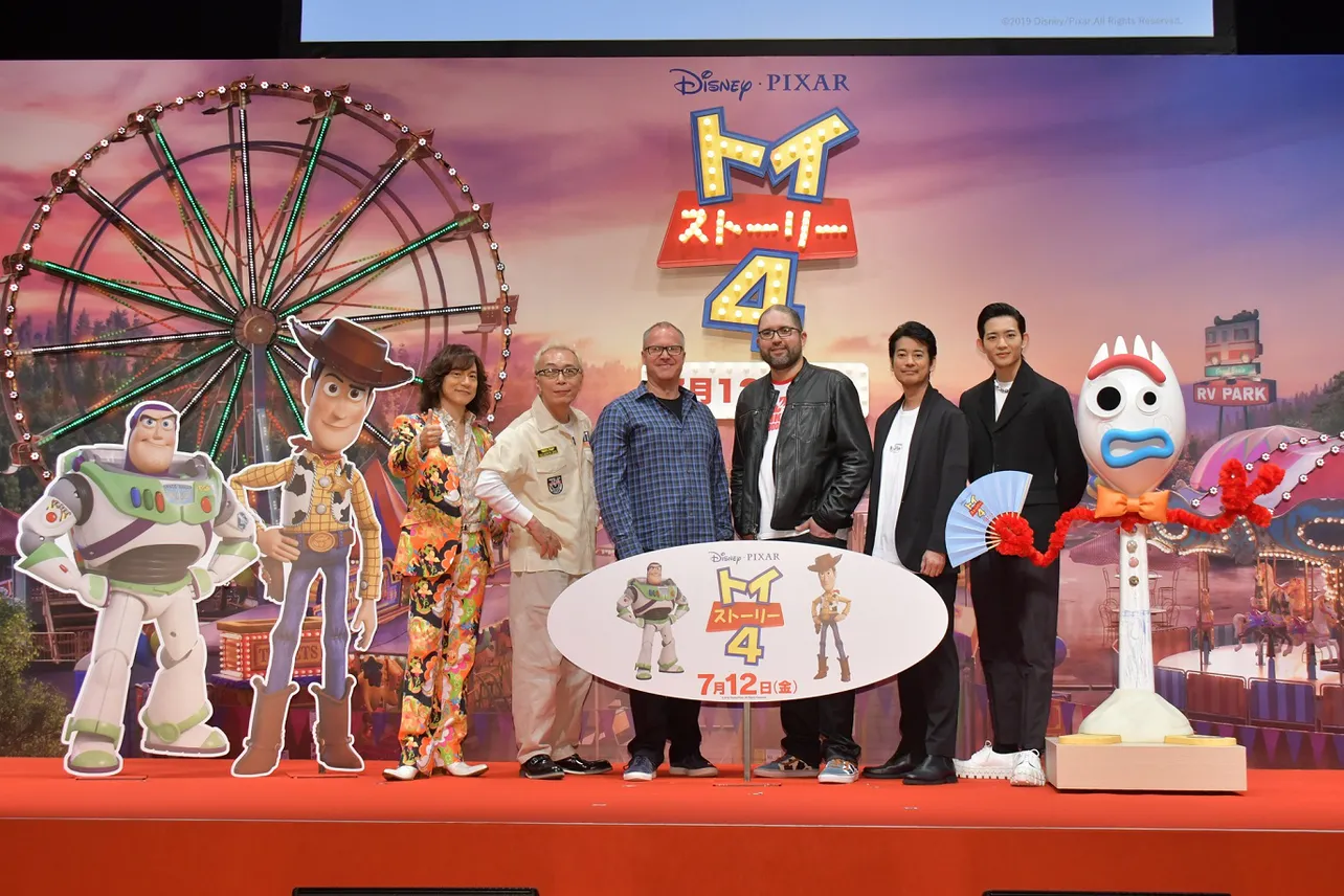 7月12日(金)公開の映画「トイ・ストーリー4」のイベントに出席した唐沢寿明、所ジョージら