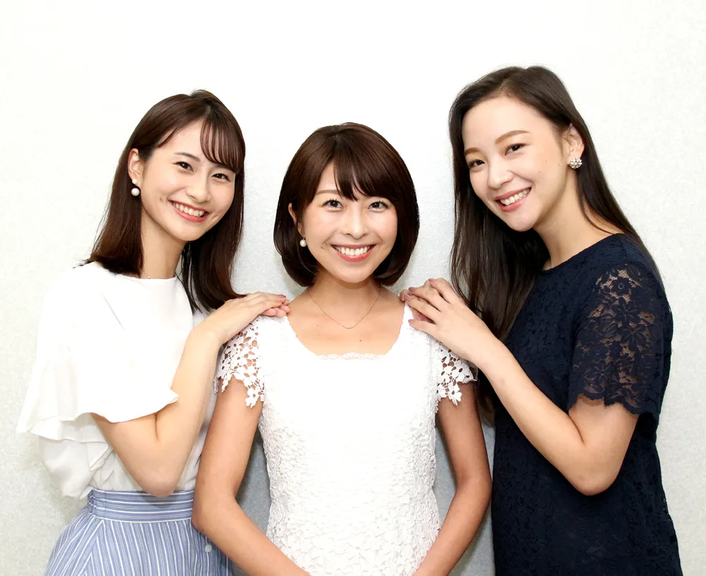 「シャキット！」のMCを務める佐田志歩、小尾渚沙、岡田ゆり子(写真左から)