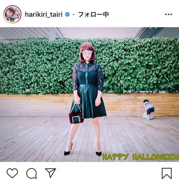 【写真を見る】産後“初”ハロウィーン！平愛梨、謎コスプレ＆美脚SHOT(他、平祐奈と2SHOTなど9枚)