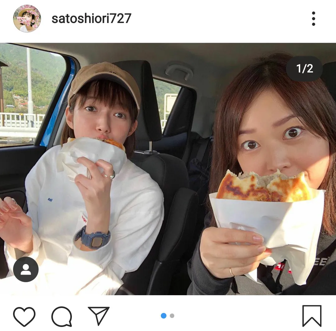 【写真を見る】顔よりも大きい…!?佐藤栞里＆水卜麻美アナのもぐもぐSHOT