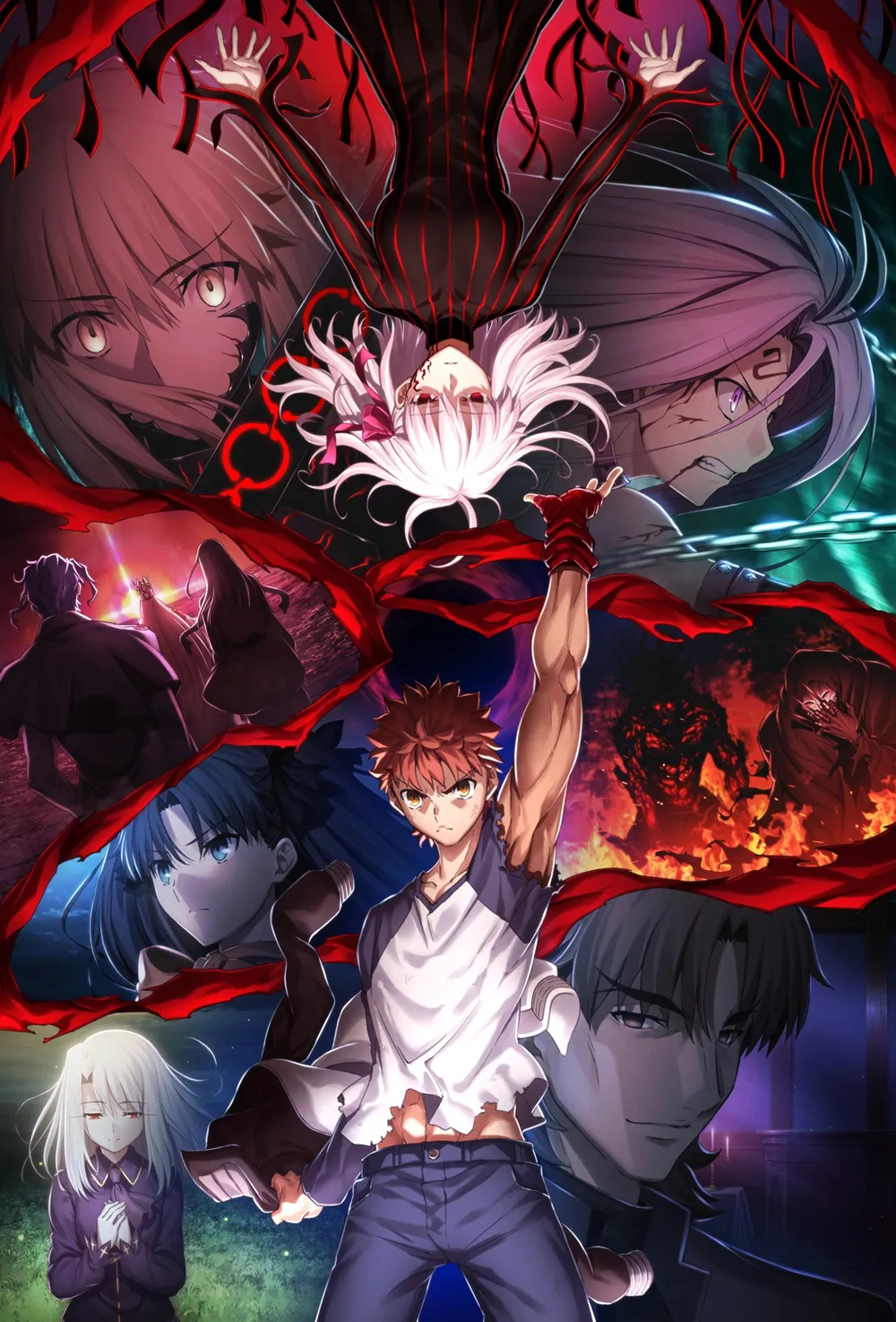 劇場版「Fate/stay night」第三章キービジュアル、衛宮と反転するセイバーが描かれている。