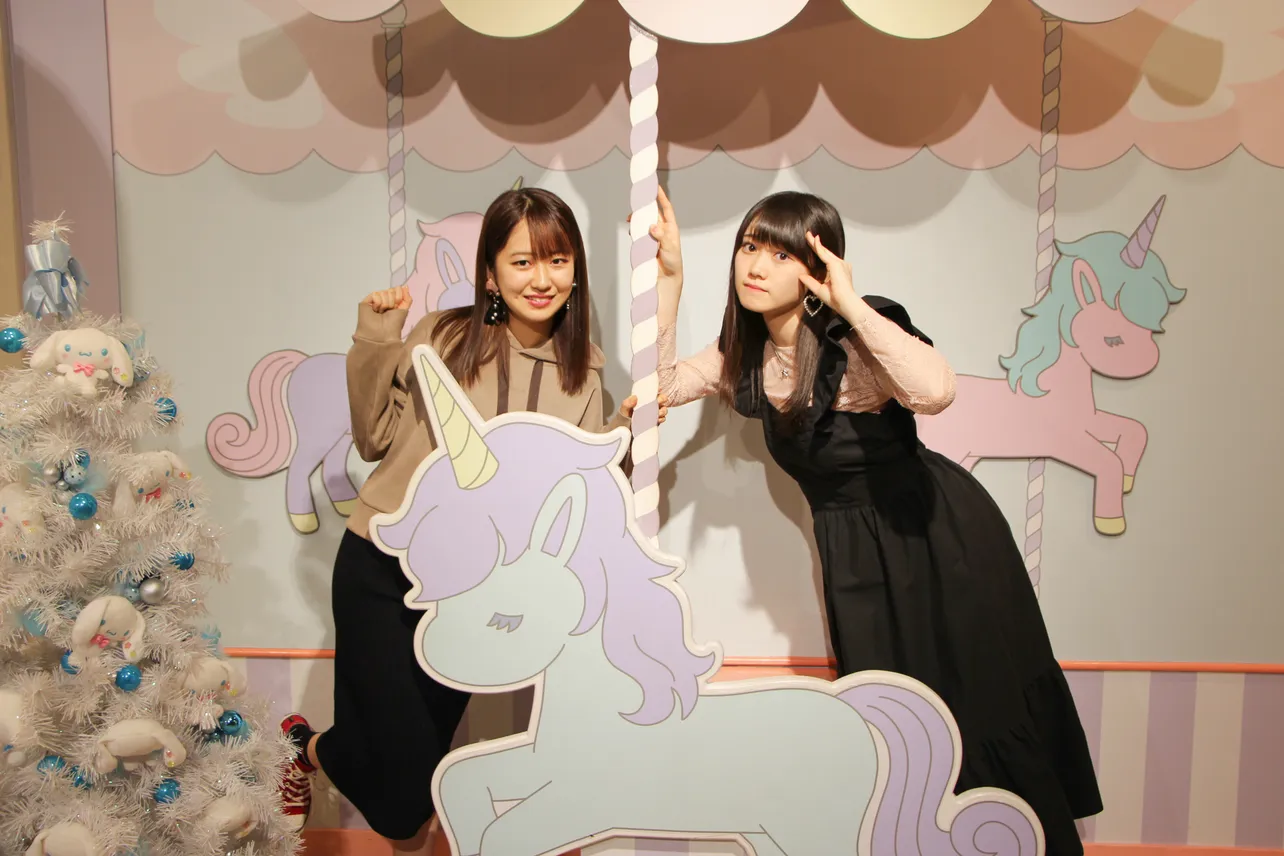 「ハロプロ ONE×ONE」で野中美希(左)と小野田紗栞(右)がサンリオピューロランドへ！