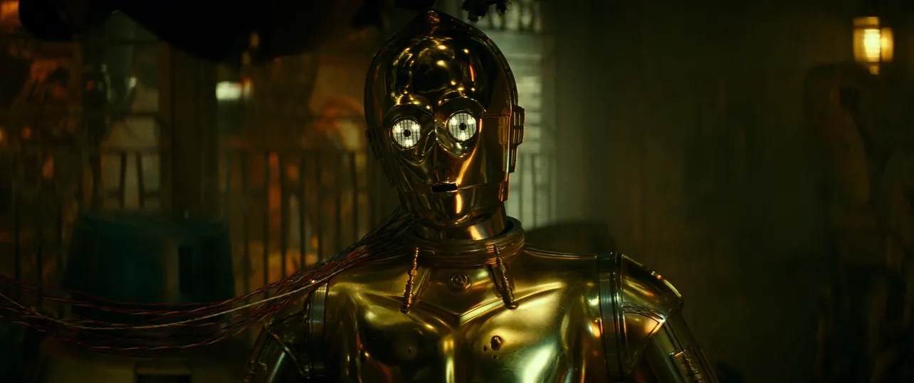 【写真を見る】レジェンドキャラとお別れ？悲しみが伝わってくるC-3PO