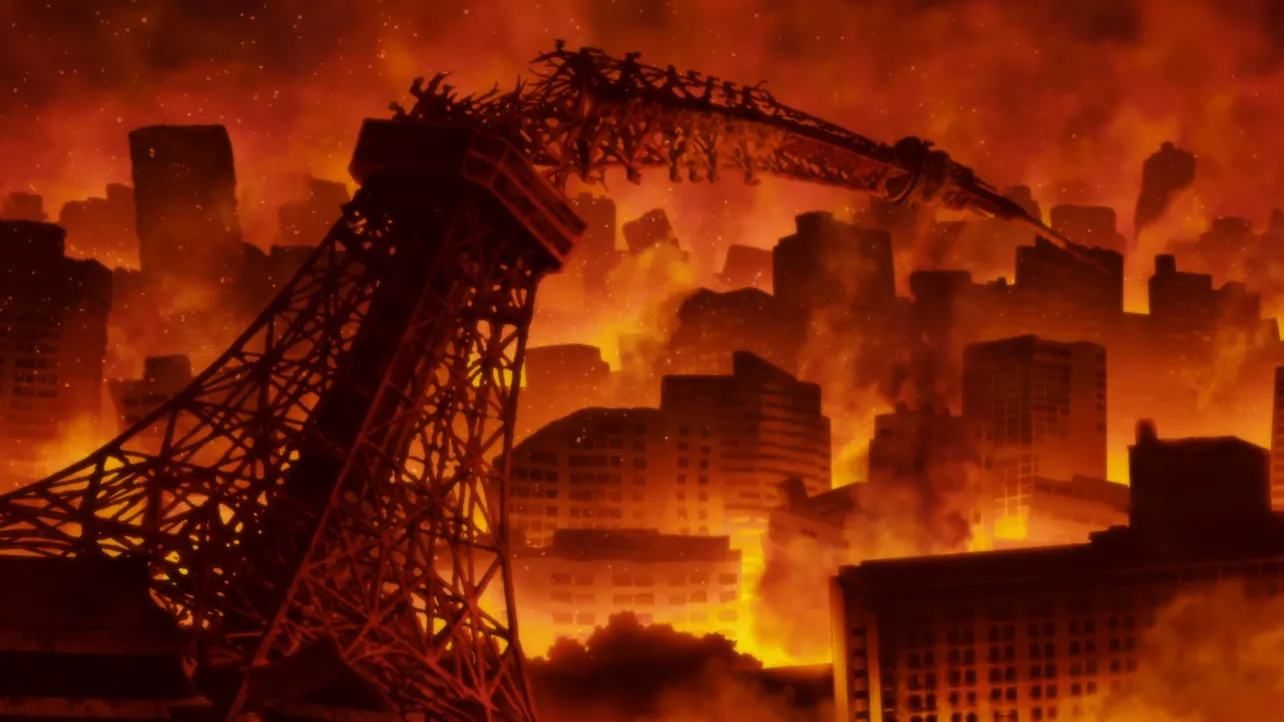 【画像を見る】「日本沈没2020」場面カットが初解禁！ 東京タワーと思しき塔もへし折れ、街じゅうが炎に包まれる恐ろしい光景がリアルに描かれている