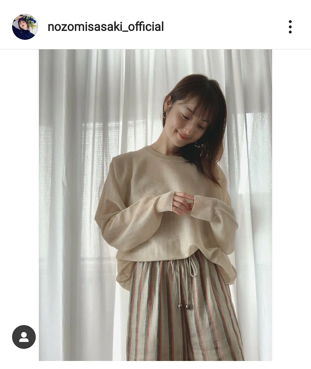 ※画像は佐々木希オフィシャルInstagram(nozomisasaki_official)のスクリーンショット