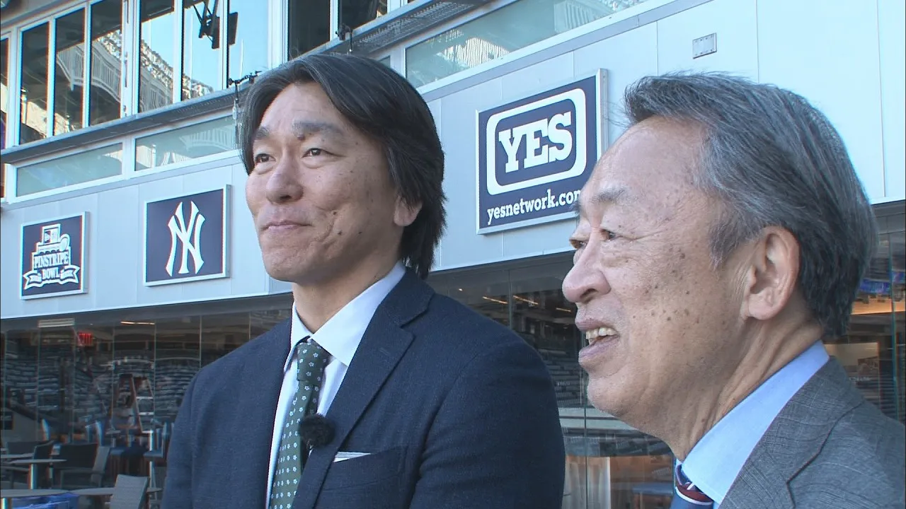 【写真を見る】ヤンキースタジアムで行った、池上彰と松井秀喜の対談の様子