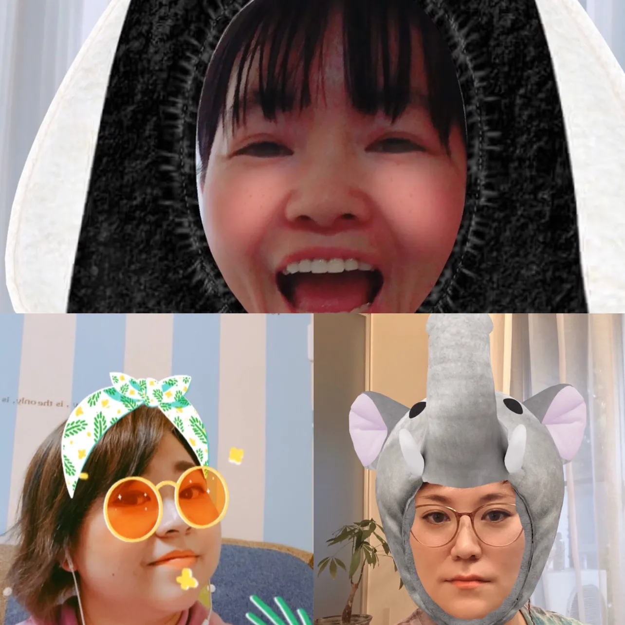 イモトアヤコ(写真上)、バービー(写真右下)、やしろ優のオンライン女子会の模様