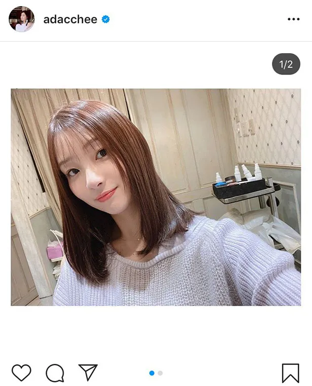 ※足立梨花オフィシャルInstagram(adacchee)のスクリーンショット