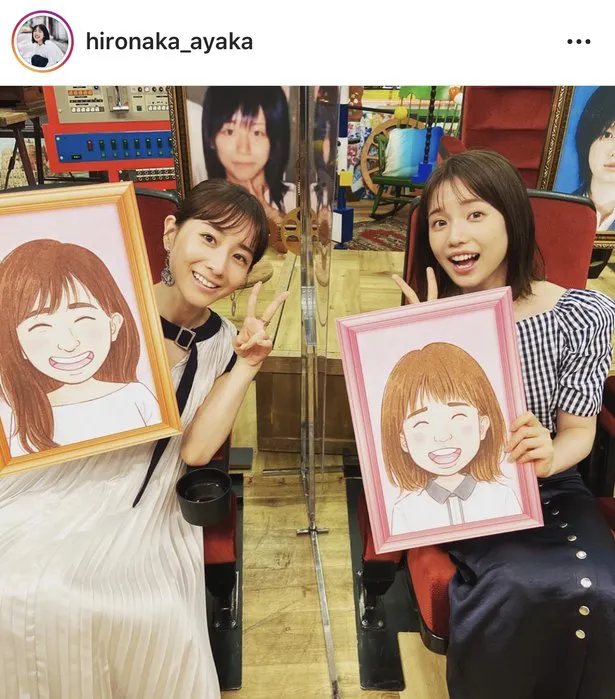 【写真を見る】田中みな実と弘中綾香アナの2SHOT。後ろには2人の学生時代の写真もチラリ